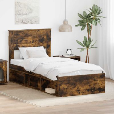 vidaXL Rám postele Dymový dub 75 x 190 cm Kompozitné drevo