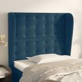 vidaXL Čelo postele so záhybmi tmavomodrá 103x23x118/128 cm zamat