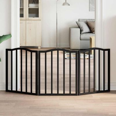 vidaXL Brána pre psa skladacia 3 panely čierna 150 cm topoľové drevo