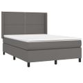 vidaXL Boxspring posteľ s matracom a LED sivá 140x190 cm umelá koža
