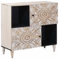 vidaXL Servírovacia skriňa Biela 80 x 33,5 x 75 cm Masívne mango drevo