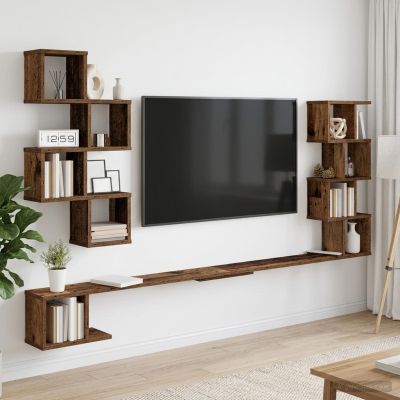 vidaXL Nástenná polica na TV Staré drevo 180 x 15 x 94 cm