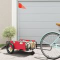 vidaXL Príves na bicykel, červený, oxfordská látka, železo