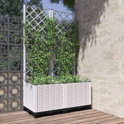 vidaXL Záhradný kvetináč s mriežkou biely 80x40x136 cm PP