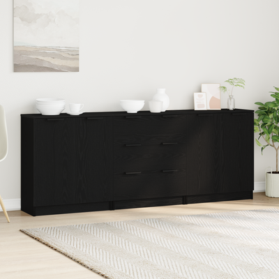 vidaXL Servírovacia skriňa 3 pcs Čierny dub 180 x 30 x 70 cm