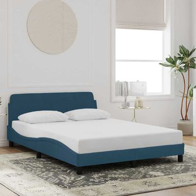 vidaXL Rám postele s čelom Dover tmavomodrý 120x200 cm zamat