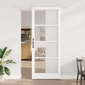 vidaXL Posuvné dvere 93 x 232 cm Masívne borovicové drevo a sklo Biela