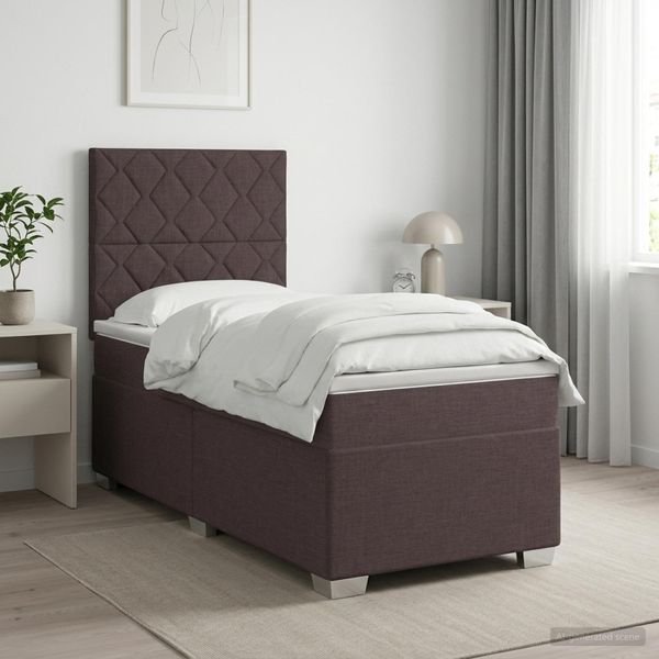 vidaXL Posteľ boxspring s matracom Tmavohnedá 100 x 200 cm Látka