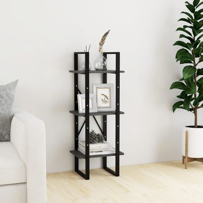 vidaXL Knižnica s 3 policami sivá 40x30x105 cm borovicový masív
