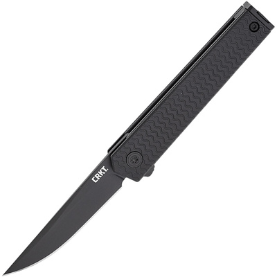 CRKT CR-7081D2K CEO Microflipper Black Drop Point vreckový nôž 6 cm, celočierna, hliník