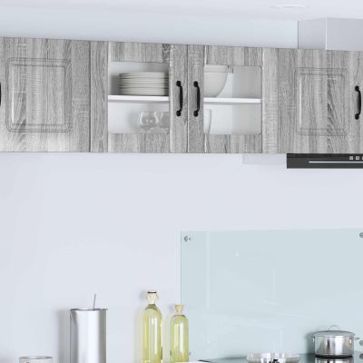 vidaXL Nástenný sklenený kabinet LUCCA Sivá sonoma 80 x 31 x 40 cm