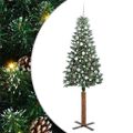 vidaXL Úzky vianočný stromček s 300 LED-i so stojanom Zelená 210 cm