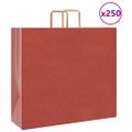 vidaXL Papierové tašky 250 ks s rúčkami, červené, 54x15x49 cm