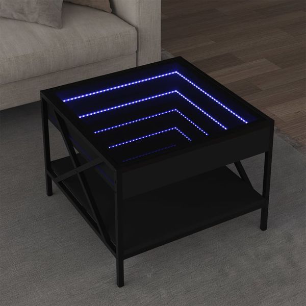 vidaXL Konferenčný stolík s nekonečnými LED čierny 50x50x38 cm