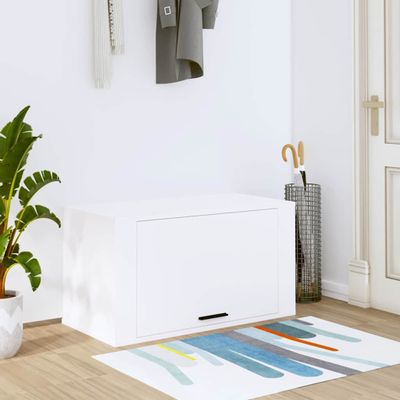 vidaXL Nástenný botník biely 70x35x38 cm spracované drevo