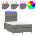 vidaXL Posteľ boxsping s matracom a LED tmavosivá 120x200 cm látka