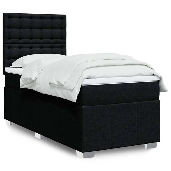 vidaXL Boxspring posteľ s matracom čierna 100x200 cm látka