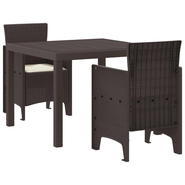 vidaXL Záhradný jedálenský set 3 pcs Hnedá Polypropylén