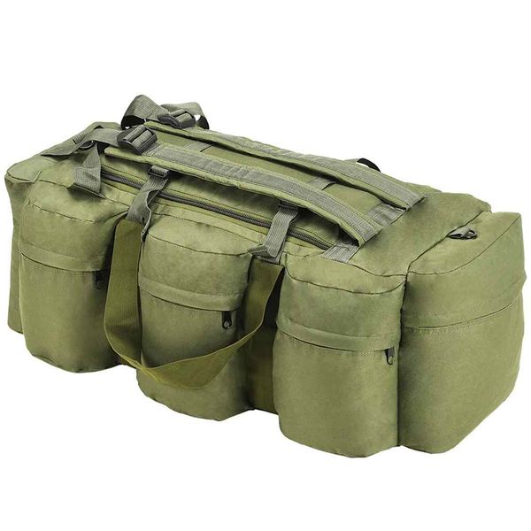 vidaXL Športová taška 3 v 1, army štýl 45 l, olivovo zelená