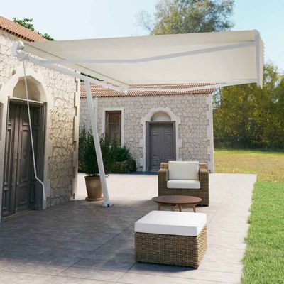 vidaXL Samostatne stojaca ručne zaťahovacia markíza 500x350 cm krémová
