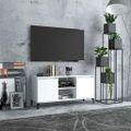 vidaXL TV stolík kovové nohy biely 103,5x35x50 cm