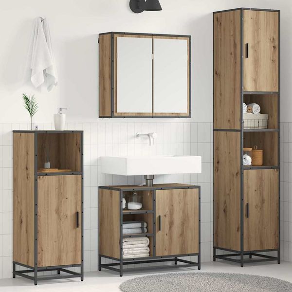 vidaXL Sada kúpeľňového nábytku 4 pcs Remeselný dub Kompozitné drevo