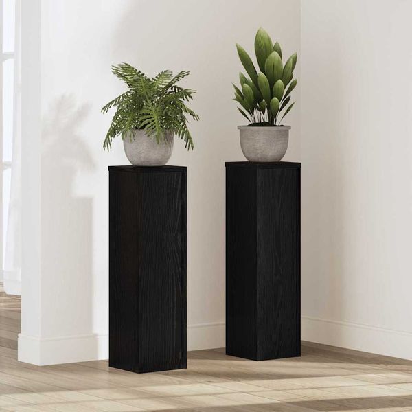 vidaXL Stojan na rastliny 2 pcs Čierny dub 17 x 17 x 60 cm