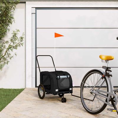 vidaXL Príves na bicykel pre domáce zvieratá, čierny, oxfordská látka a železo