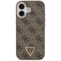 Guess Case Magsafe 4G PU kožené puzdro s trojuholníkovým logom a zlatým kovovým rámom fotoaparátu pre iPhone 17 Čierna