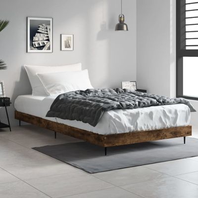 vidaXL Posteľný rám bez matraca dymový dub 90x190 cm kompozitné drevo