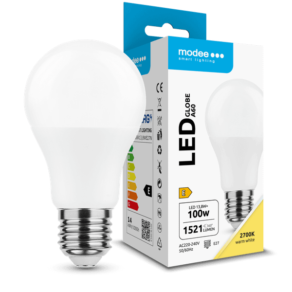 Modee Lighting LED žiarovka Globe A60 13,8W E27 360° 2700K 1521 lm ERP (ML-G2700K13,8WE27N)