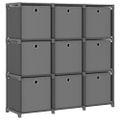 vidaXL Polica s boxmi s dizajnom 9 kociek sivá 103x30x107,5 cm látka