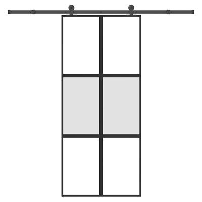 vidaXL Posuvné dvere s kovaním tvrdené sklo a hliník úzke 90x205 cm