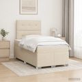 vidaXL Posteľ boxspring s matracom Krémová 120 x 190 cm Látka