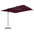 vidaXL Závesný záhradný slnečník, oceľová tyč, bordový 250x250 cm