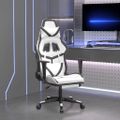 vidaXL Herná stolička s podnožkou biela a čierna umelá koža