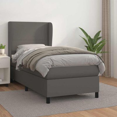 vidaXL Boxspring posteľ s matracom sivá 90x200 cm umelá koža