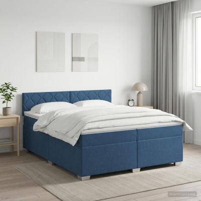 vidaXL Posteľ boxspring s matracom Modrá 200 x 200 cm Látka