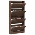 vidaXL Botník so 4 výklopnými zásuvkami hnedý dub 80x21x163,5 cm
