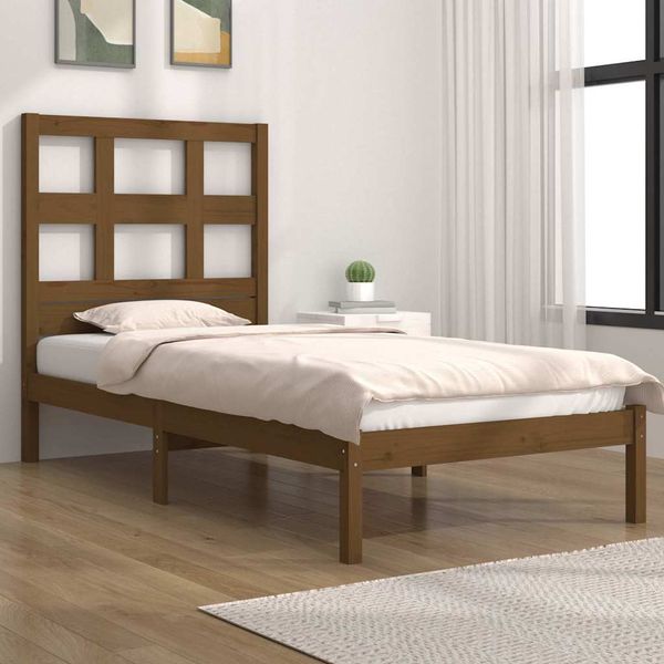 vidaXL Posteľný rám medový drevený masív 75x190cm malé jednolôžko
