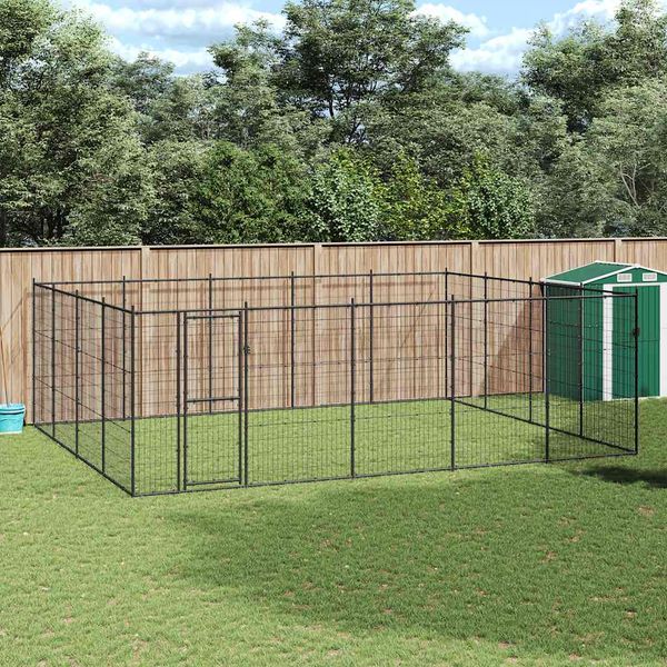 vidaXL Vonkajšia voliéra pre psov oceľová 24,2 m²