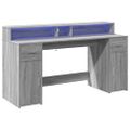 vidaXL Stôl s LED svetlami sivá sonoma 160x55x91 cm kompozitné drevo
