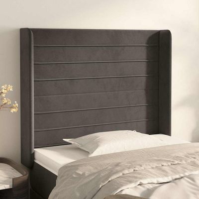 vidaXL Čelo postele so záhybmi tmavosivé 83x16x118/128 cm zamat
