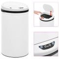 vidaXL Automatický odpadkový kôš, senzor 50 l, uhlíková oceľ, biely
