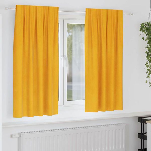 vidaXL Zatemňovacie závesy 2 pcs Horčicová žltá 140 x 175 cm Zamat