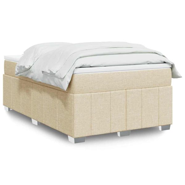 vidaXL Boxspring posteľ s matracom krémový 120x200 cm látka