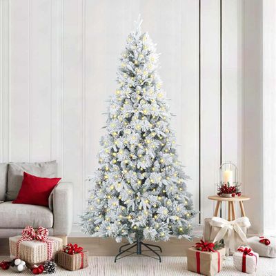 vidaXL Umelý Sklápací Vianočný Stromček Biela 240 cm PE a PVC