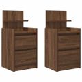 vidaXL Nočné skrinky s 2 zásuvkami 2 ks hnedý dub 38x34x80 cm