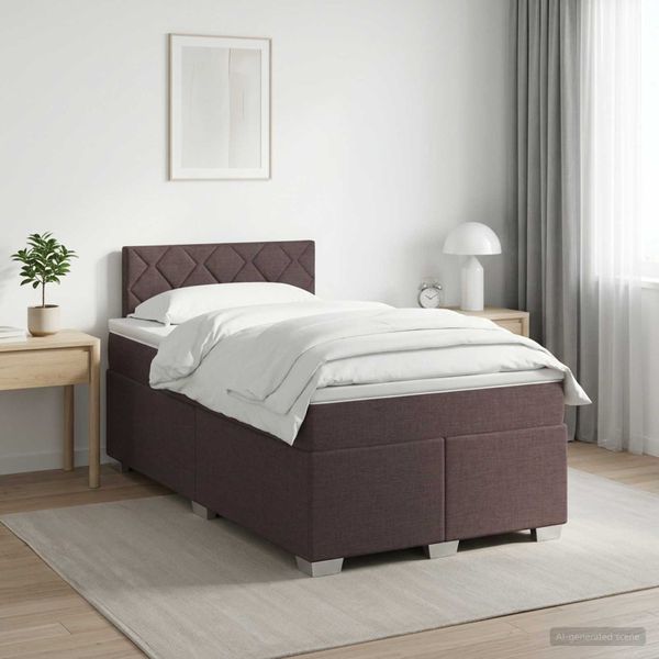 vidaXL Posteľ boxspring s matracom Tmavohnedá 120 x 190 cm Látka
