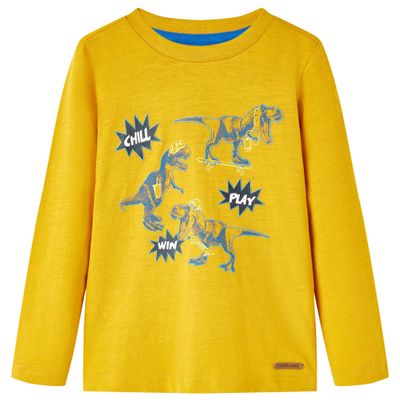 vidaXL Detské tričko s dlhými rukávmi okrové 116